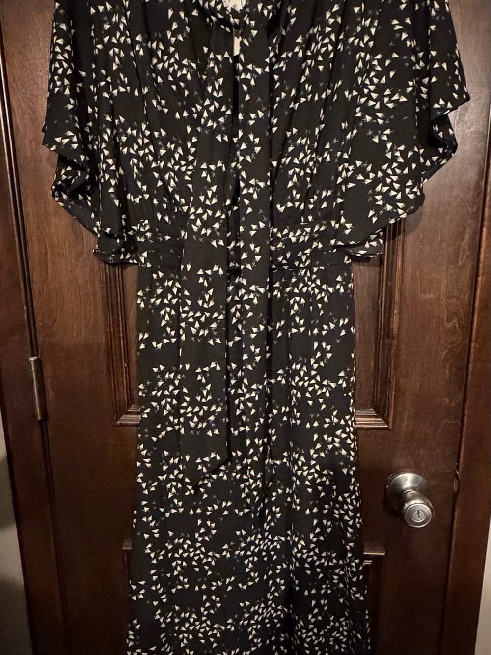 Max Studio Black Maxi Dress with Cream Triangle Print